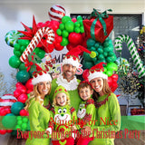 Christmas Balloon Garland Kit 120Pcs Xmas Red Green Balloons With Candy Cane Christmas Tree Gift Box Balloons For Kids Grinchmas Party Naughty Christmas Birthday Decorations