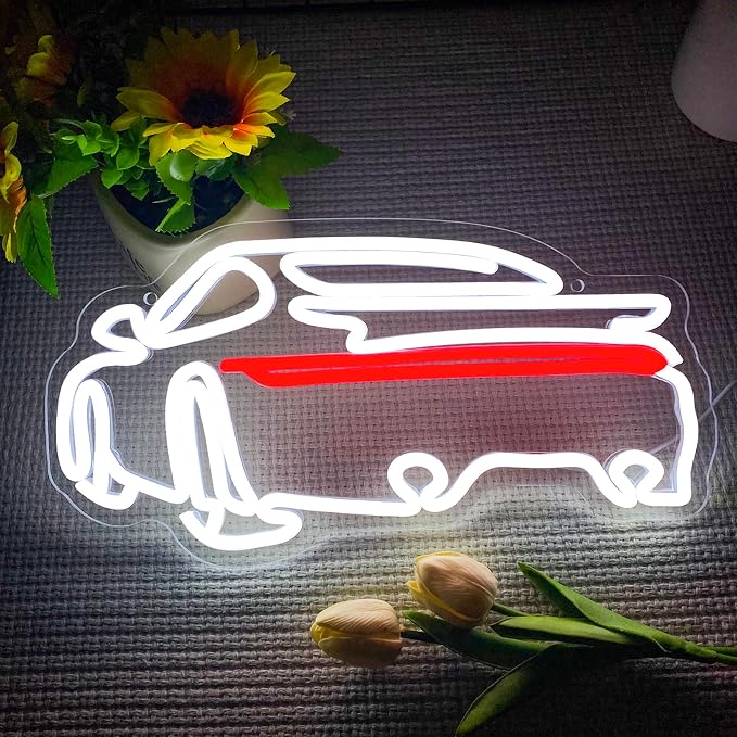 Sports Car Neon Sign Dimmable LED Wall Light USB Garage Decor for Boys Room Man Cave Bar