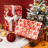 Christmas Wrapping Paper Mini Roll Reversible Red Christmas Candy And Bow Gift Wrapping Paper Rolls Holiday Presents Decoration-17 Inch X 33 Feet