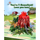 Dinosaur Pop Up Card With Envelope - 3D Pop Up Greeting Card For Valentines Birthday Easter And All Occassion For Kids Boy Children Men Friends Boyfriend Dino-Lovers Funny Volcanic Eruption