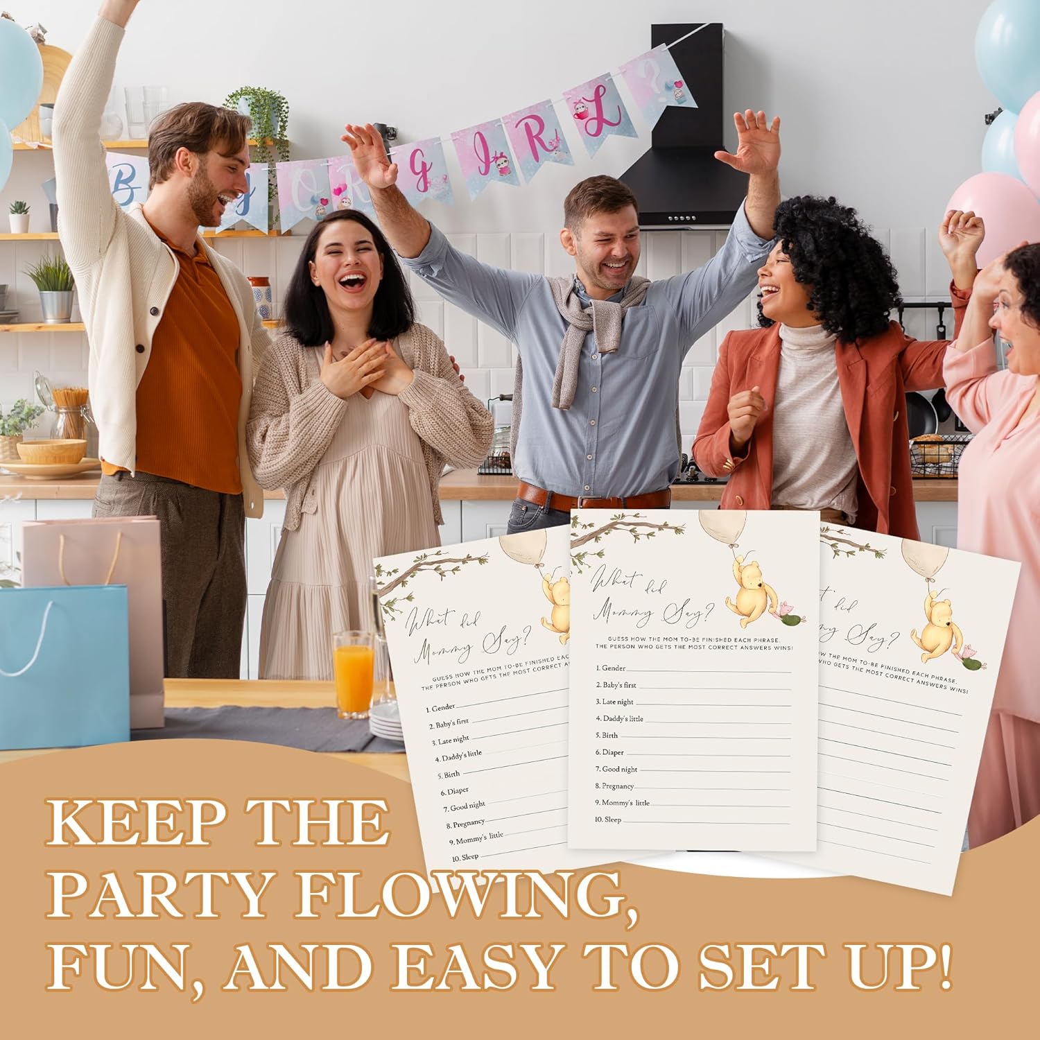 Winnie The Pooh Baby Shower Game Cards, What Did Mommy Say, Set Of 30, Party Games & Activities, Decorations