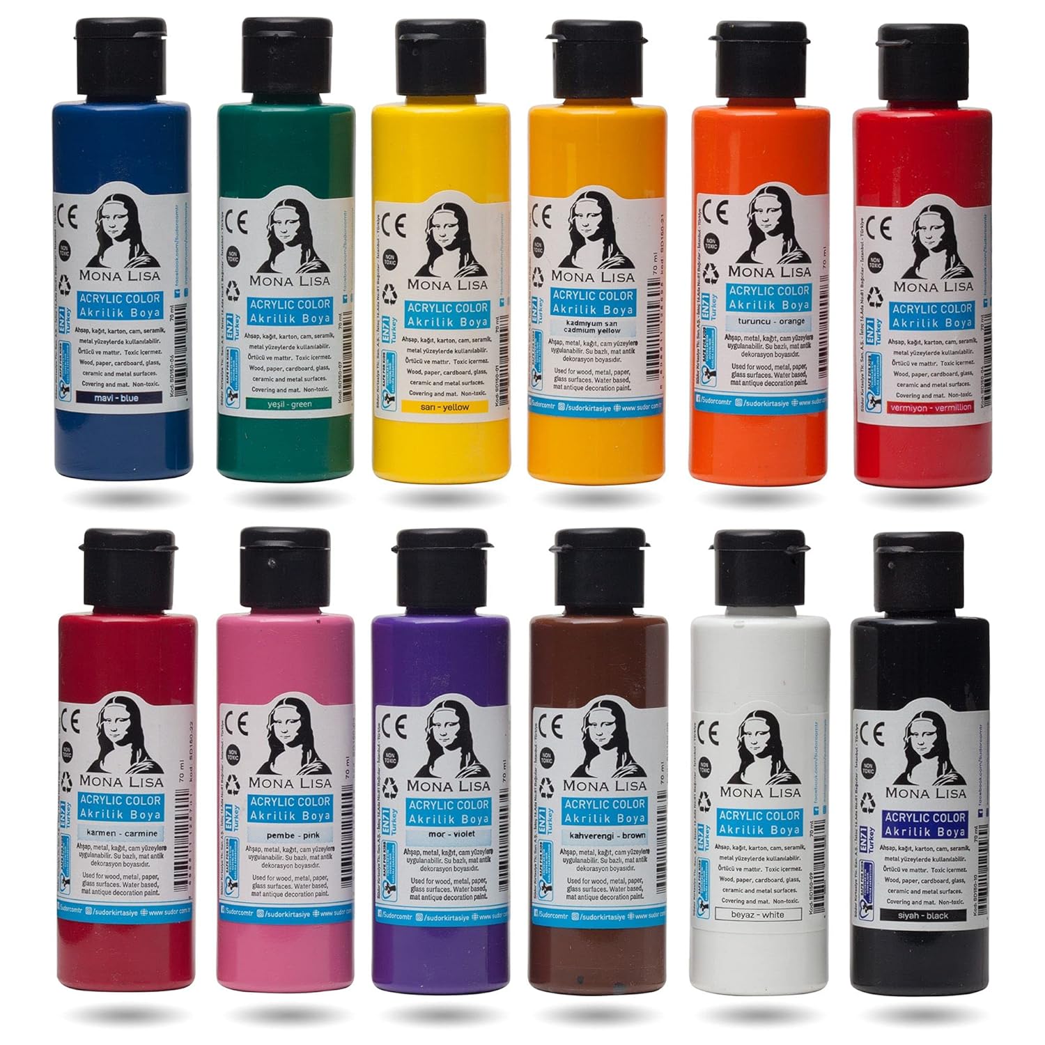 Acrylic Paint Set – 12 X 70 Ml Non-Toxic, Waterproof Colors For Kids, Beginners & Hobby Artists | Works On Canvas, Wood & Stone