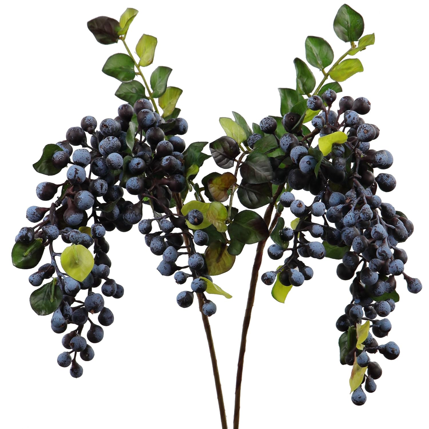 2Pcs Artificial Blueberries Fake Berries Stems Hanging Spray Frosted Blueberry Fall Floral Picks For Wreath Thanksgiving Decoration