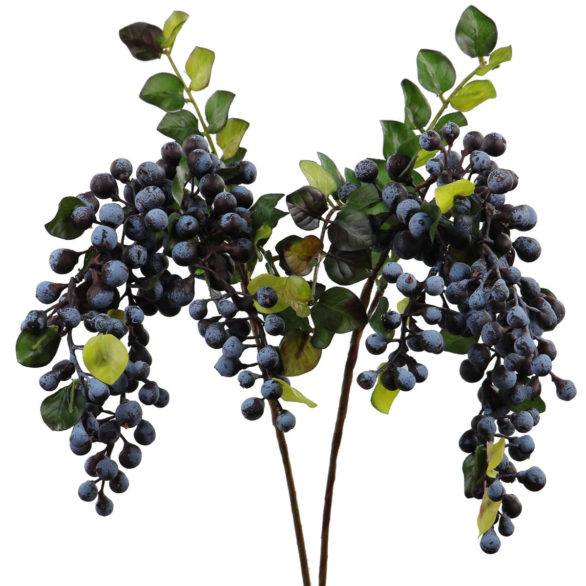 2Pcs Artificial Blueberries Fake Berries Stems Hanging Spray Frosted Blueberry Fall Floral Picks For Wreath Thanksgiving Decoration