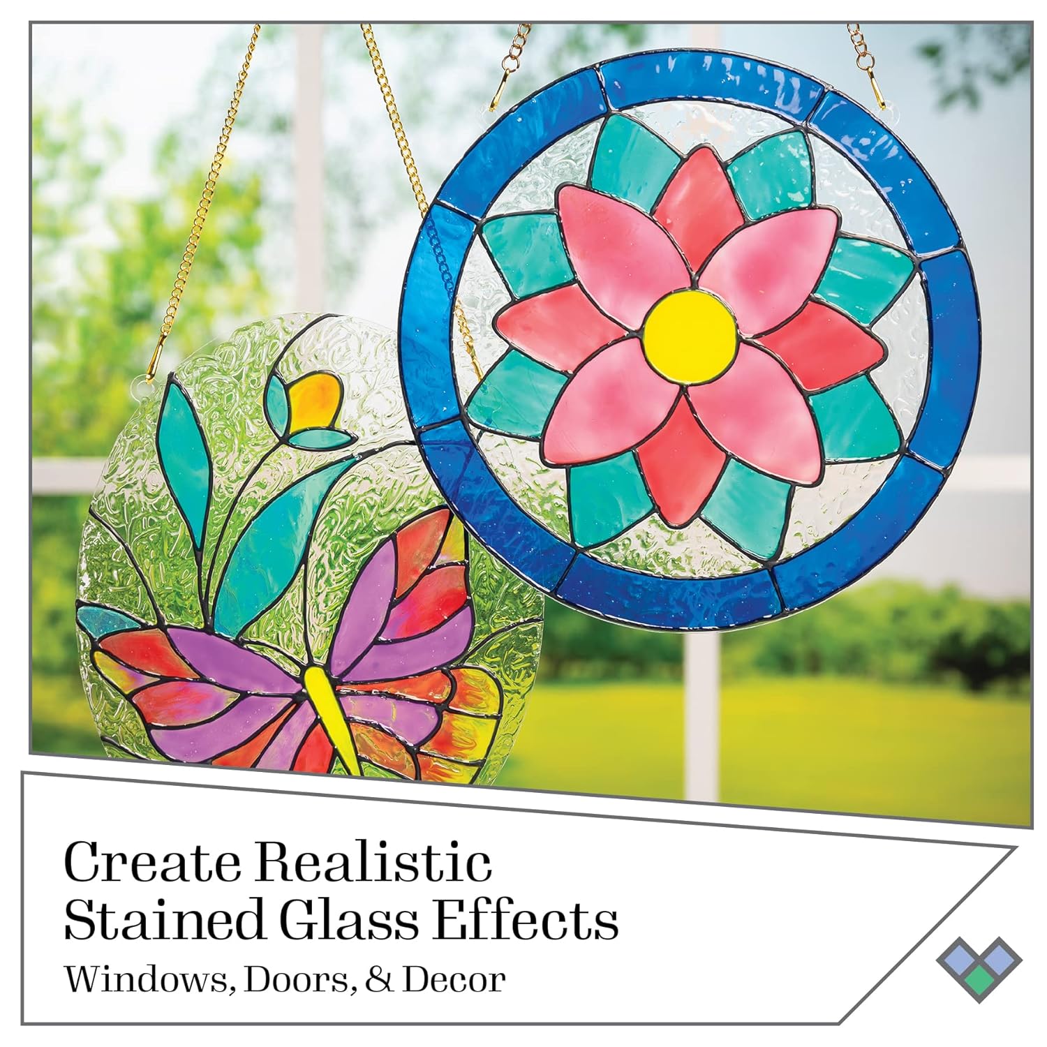 Gallery Glass PROMOGGSTR22 Stained Glass Painting Starter Kit, 10 Piece Set Including 6 Colors, 1 Bottle of Liquid Leading, 2 Plastic Surfaces and 1 Pattern Pack of 20 Molds