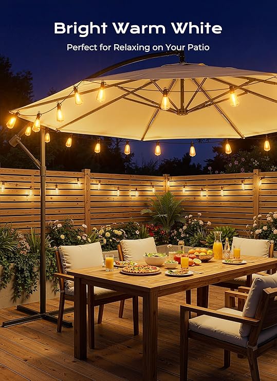 52FT Solar String Lights Waterproof Remote Timer USB & Solar Powered Dimmable Patio Lights