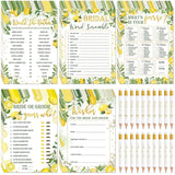 220 Pieces Lemon Bridal Shower Game Set - Bridal Shower Game Favors Wedding Cards Eucalyptus And Pencils Activity Accessories For Bride Groom Bachelorette Party Wedding Supplies