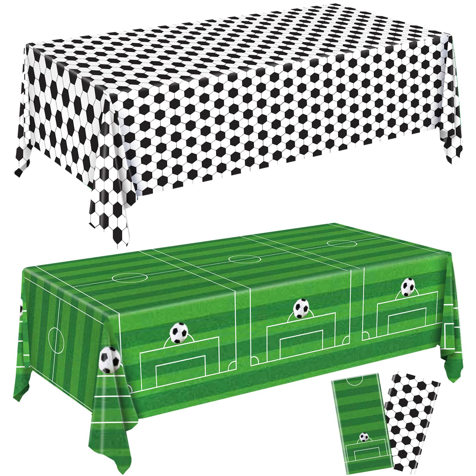 Soccer Birthday Party Decorations, 2PCs Soccer Tablecloths Plastic Tablecloth Ideal Table Cover for 2026 World Soccer Cup Football Themed Party Decorations Parties Boys’ Parties, 54x108Inch