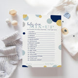 Navy And Gold Baby Shower Games For Boys - Word Scramble Activity - Fun Gender Reveal Game For Guests - Royal Prince & Twinkle Little Star Theme - 25 Pack