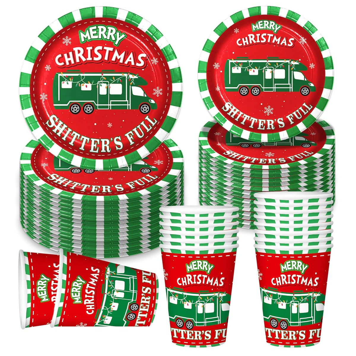 Christmas Vacation Decorations Set Serves 16, Christ Mas Holiday Plates Cups, National Christmas Party Decorations, Xmas Vacation Party Decorations, Bdtz Funny Holiday Supplies