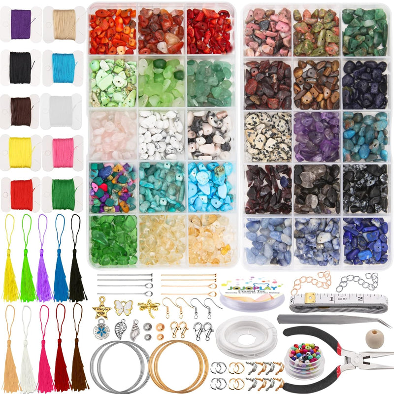 Irregular Natural Gemstone Beads Kit Include Seed Beads,Wooden Beads,T