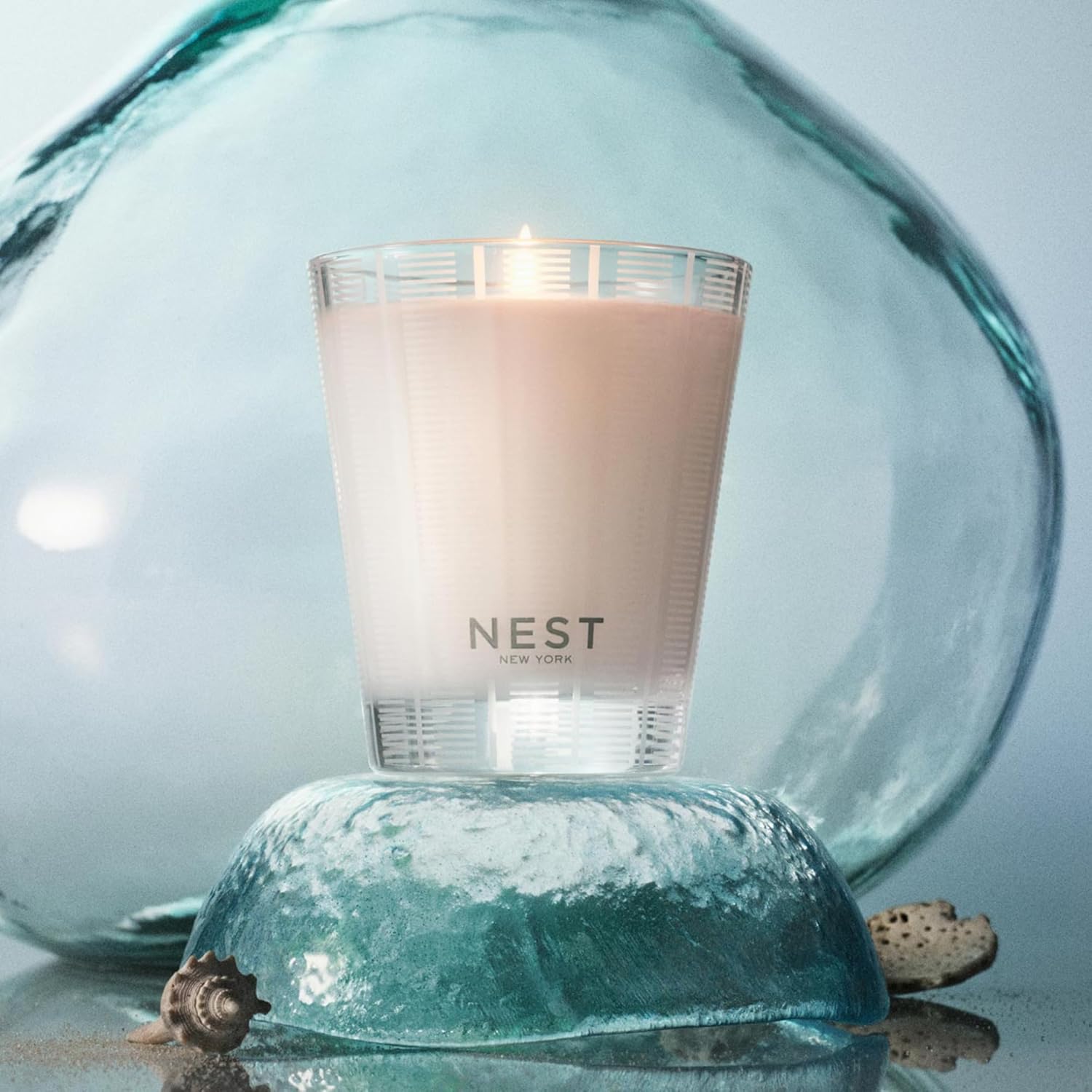 Scented Classic Candle Duo, Ocean Mist & Sea Salt - 8.1 Oz, Pack Of 2 - Up To 60-Hour Burn Time Each - Reusable Glass Vessel