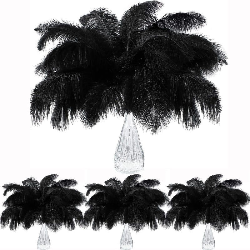 Black Ostrich Feathers For Centerpieces: 100 Pcs 12-14 Inches (30-35 Cm) Ostri