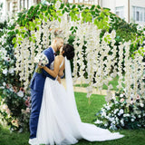 12 Pcs Wisteria Hanging Flowers, 3.6Ft Fake Wisteria Vines Artificial Wisteria Garland Silk Flower String For Wedding Arch Garden Party Home Ceiling Wall Backdrop Tent Decoration (White)