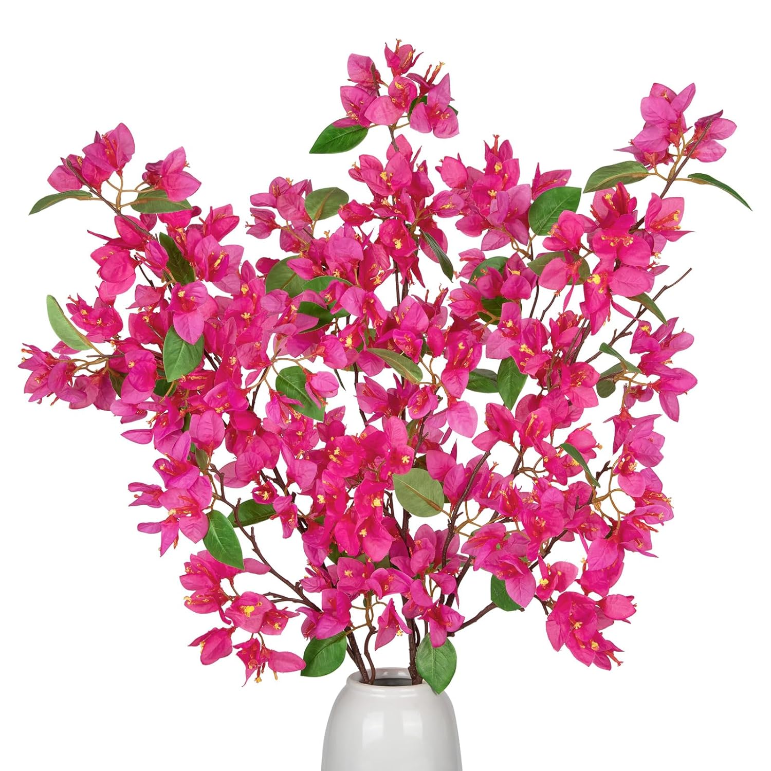 3Pcs Bougainvillea Artificial Flowers 37.4In Long Stem Silk Bougainvillea Floral Branches Fake Plants And Flowers Bouquet For Home Garden Party Wedding Centerpiece Vase Decor(Fuchsia)