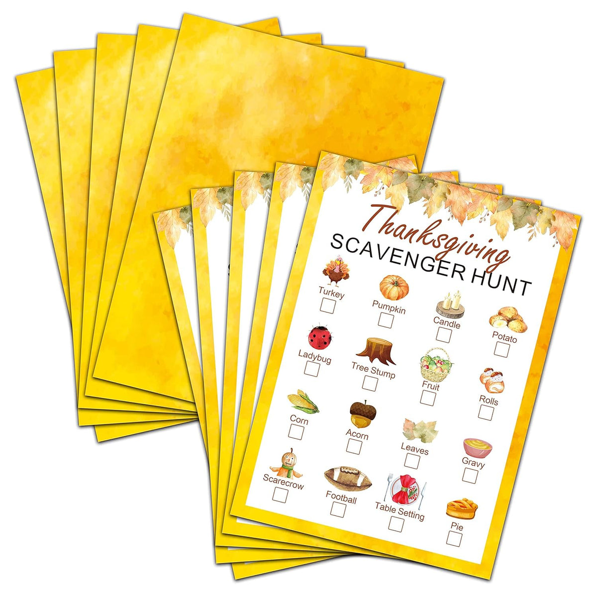 Thanksgiving Scavenger Treasure Hunt Game- Fall Pumpkin Party Games Cards, Autumn Activities For Adults, Thanksgiving Party Supplies Decorations(30 Pack)-02