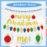 Merry Friendsmas Banner,Glitter Pre-Strung Gold Friends Themed Christmas Party Banner Garland For Friendsmas Christmas Party Decorations,Xmas Winter Holiday Decor,Indoor,Office,Fireplace,Wall