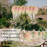 Dailisen 3 Strands 40'' Silk Blush Wisteria Artificial Flowers, Fake Wisteria Floral Hanging Plant Garland, For Home Decor, Party, Floor Vase, Balcony, Wedding Arrangement Decoration (Blush)