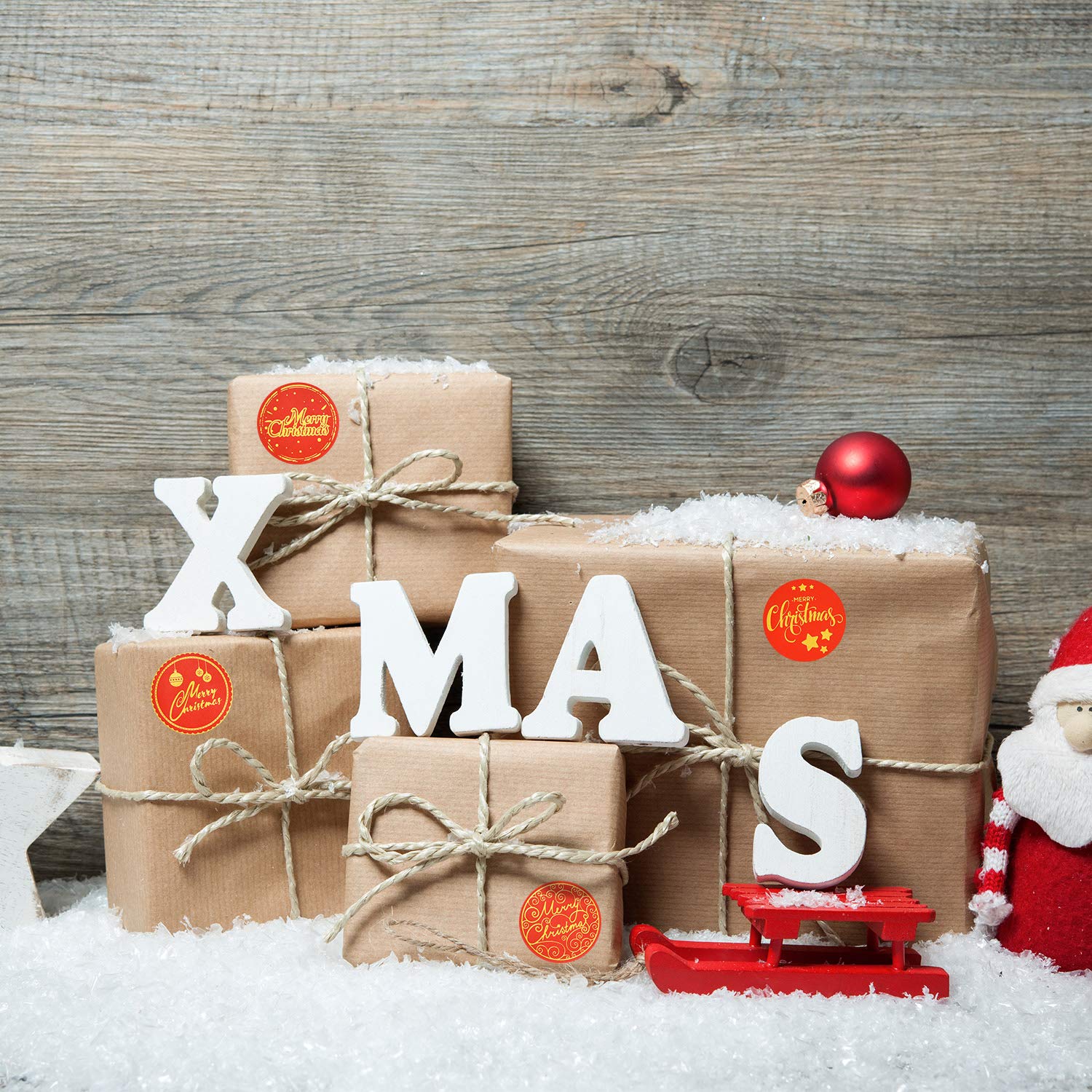 500 Pieces Merry Christmas Round Label Stickers - Gold Foil Envelope Stickers For Cards, Gift Envelopes, Boxes, Bag Sealing And Decorations