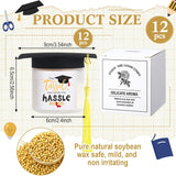 24Pcs Graduation Scented Candles Gifts Set For Her Him Include 12 Pcs 7Oz Jar Soy Wax Candles And 12 Pcs Mini Graduation Cap For Masters Degree College High School Graduate Gifts