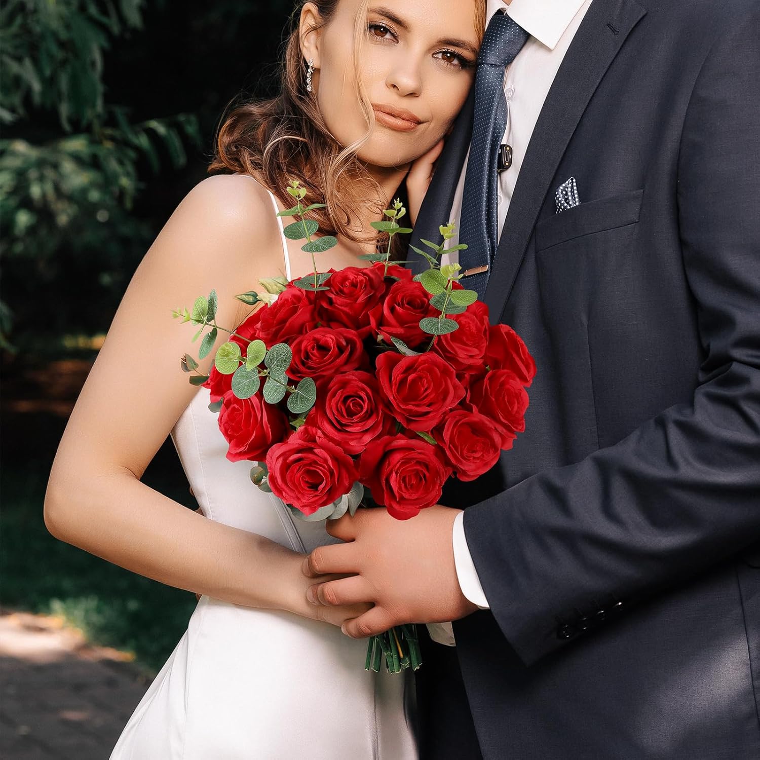 36 Pcs Roses Artificial Flowers In Bulk, Realistic Long Stem Fake Silk Roses For Party Home Wedding Centerpiece Office Diy Bouquets Decor?Red?
