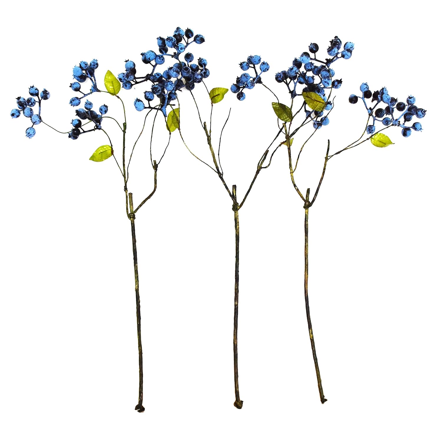 18 Inch Artificial Blueberry Fruits Branches Fake Berries Blue Decorative For Wedding Diy Garland And Holiday Ornaments Pack Of 3 Blue