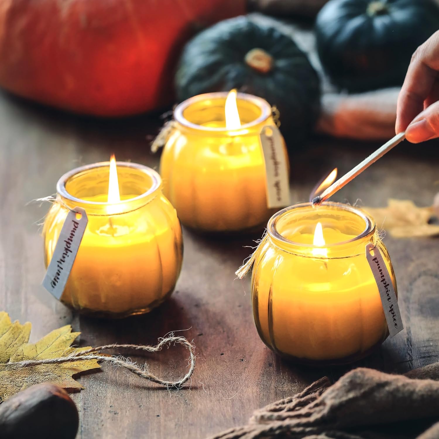 Thanksgiving & Fall Candles,3Pcs Pumpkin Shaped Candles, Fall Scented Candle,Pumpkin Spice Scented Candle Set Of 3,Thanksgiving Gifts For Women,3 X 5Oz