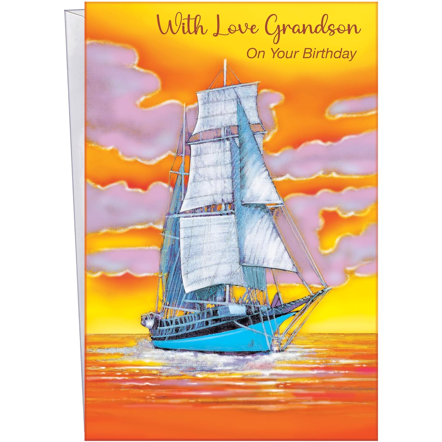 - Birthday Card For Grandson - Made In Usa - From Grandpa, Grandma, Grandparents - Envelope Included - 5" X 7.75" - Packaged In Extra Sturdy Mailer - 70243