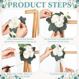 24 Sets Wedding Aisle Decorations For Wedding Ceremony Chair Artificial Roses And Eucalyptus Leaves With White Chiffon Ribbons For Reception Chair Arrangement Church Pew Flowers Decorations