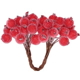 Squaredo 100 Stems Artificial Frosted Holly Berries 12Mm Christmas Flower Decoration