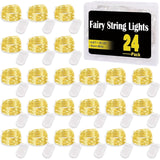 24Pack Fairy Lights,Battery Operated String Light,6.6Ft 20 Led Mason Jar Lights,Waterproof Silver Wire Firefly Light,Min