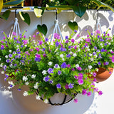 Artificial Flowers Outdoor Uv Resistant 8 Bundles Faux Flower And Plants Plastic Fake Greenery Shrubs For Outside Planter Porch Window Boxes Garden Decoration