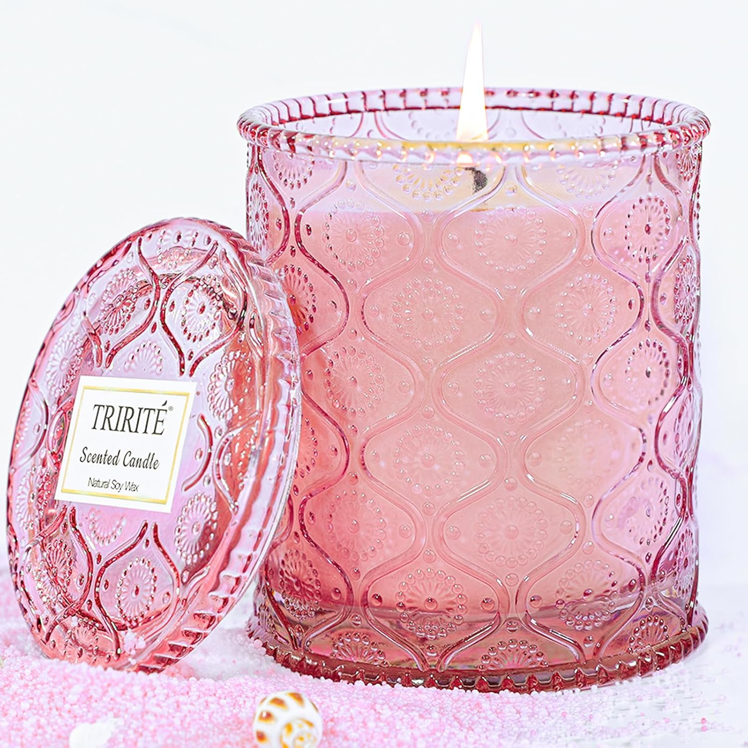 Pink Sands Scented Candle In Glass, Melon & Osmanthus Jar Candle Natural Soy Candles For Home Scented, Valentine'S Day Gift For Women, 60 Hour Burn Time,Friends, Family, Colleagues