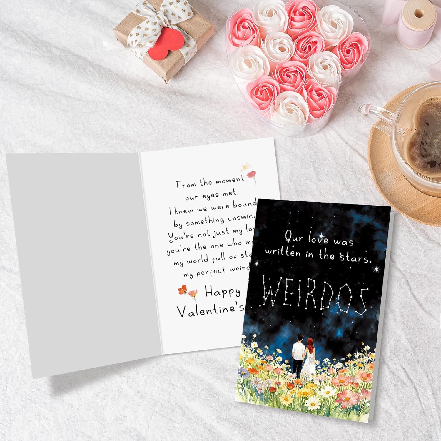 Funny Weirdos Valentine'S Day Card, Starry Sky Valentines Day Card For Husband Wife, Romantic V-Day Cards For Gf Bf Fiance Fiancee