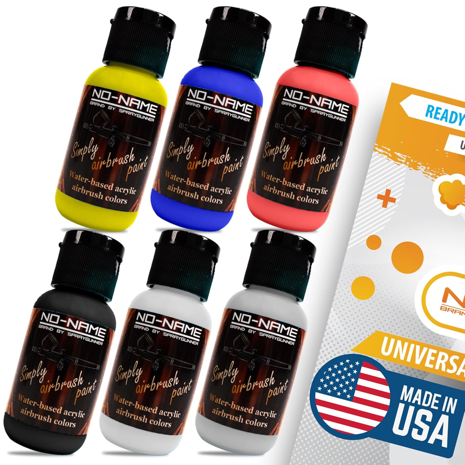 Brand. Airbrush Paint Set - 5 Colors And Cleaner, Made In Usa, Water-Based Acrylic Paint Ready To Spay - Perfect For Scale Modeleres, Miniatures, Artists, Beginners, And Students