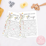 Boho Wildflower Find The Guest Bingo Game, Baby Shower Game, Pack Of 30 Game Cards, Gender Neutral Boy Or Girl, Fun Baby Game And Activity - Fa07