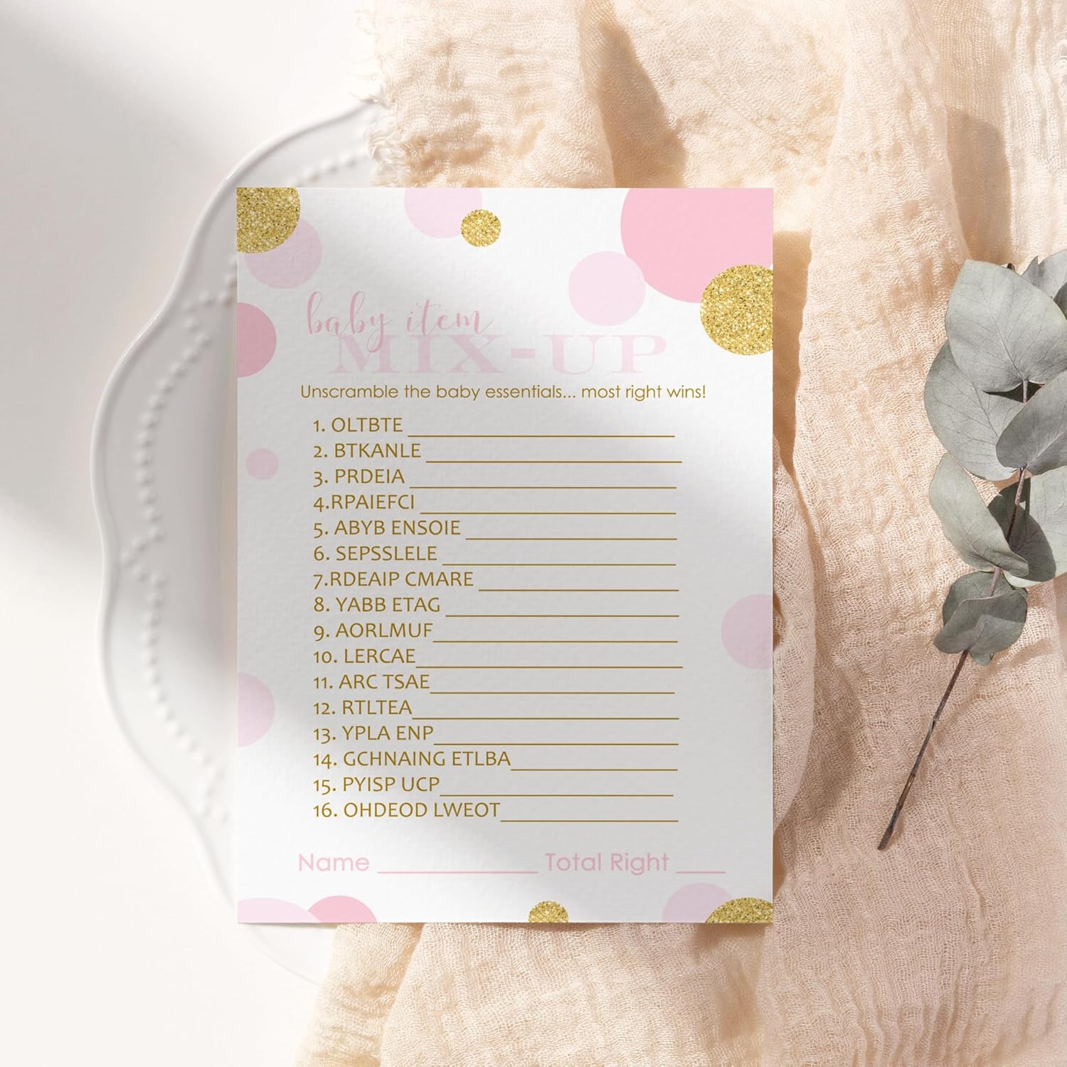 Pink And Gold Baby Shower Games For Girls - Word Scramble Cards - Fun Baby Shower Activities - Princess Theme With Twinkle Little Star - 25 Pack