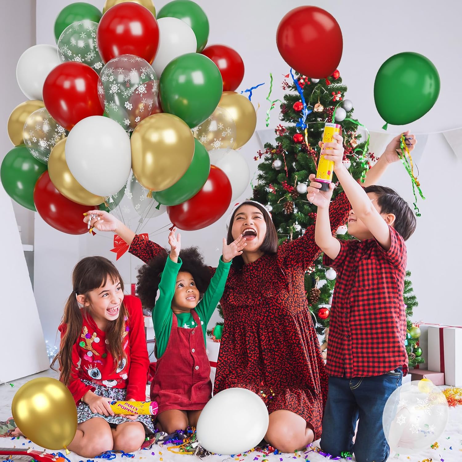 Christmas Balloons, Burgundy Red Green Gold Balloons Snowflake And White Latex Merry Christmas Xmas Party Balloons For Christmas Birthday New Year Carnival Party Decorations And Supplies