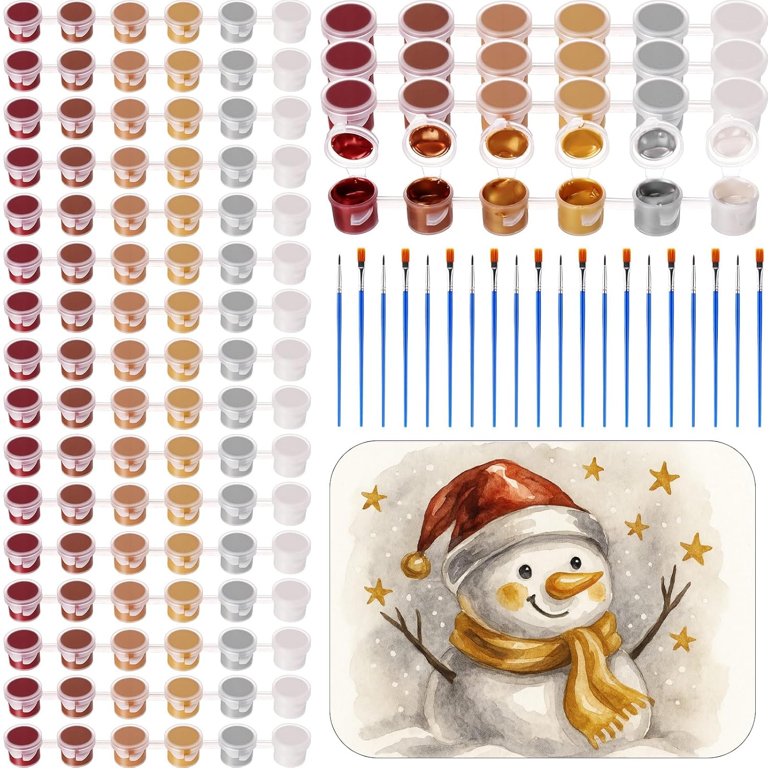 140 Pcs Mini Acrylic Paint Set For Kids Washable Acrylic Paint Strips Bulk With 20 Pcs Painting Brushes For Diy Art And Craft Party Student Classroom Painting Supplies Gifts (Metallic Color)