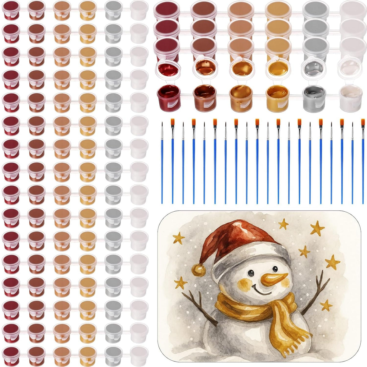 140 Pcs Mini Acrylic Paint Set For Kids Washable Acrylic Paint Strips Bulk With 20 Pcs Painting Brushes For Diy Art And Craft Party Student Classroom Painting Supplies Gifts (Metallic Color)