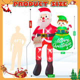 10 Ft Christmas Inflatables Santa Claus, Christmas Blow Up Yard Decorations With Built-In Leds & Elf, Climbing Santa Inf
