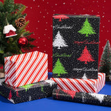 Christmas Tree Reversible Wrapping Paper Roll - Gift Wrap With Red & White Stripes On Reverse - Perfect For Holidays, Birthdays, And Halloween - 17.5 In X 33 Ft (48 Sq. Ft)