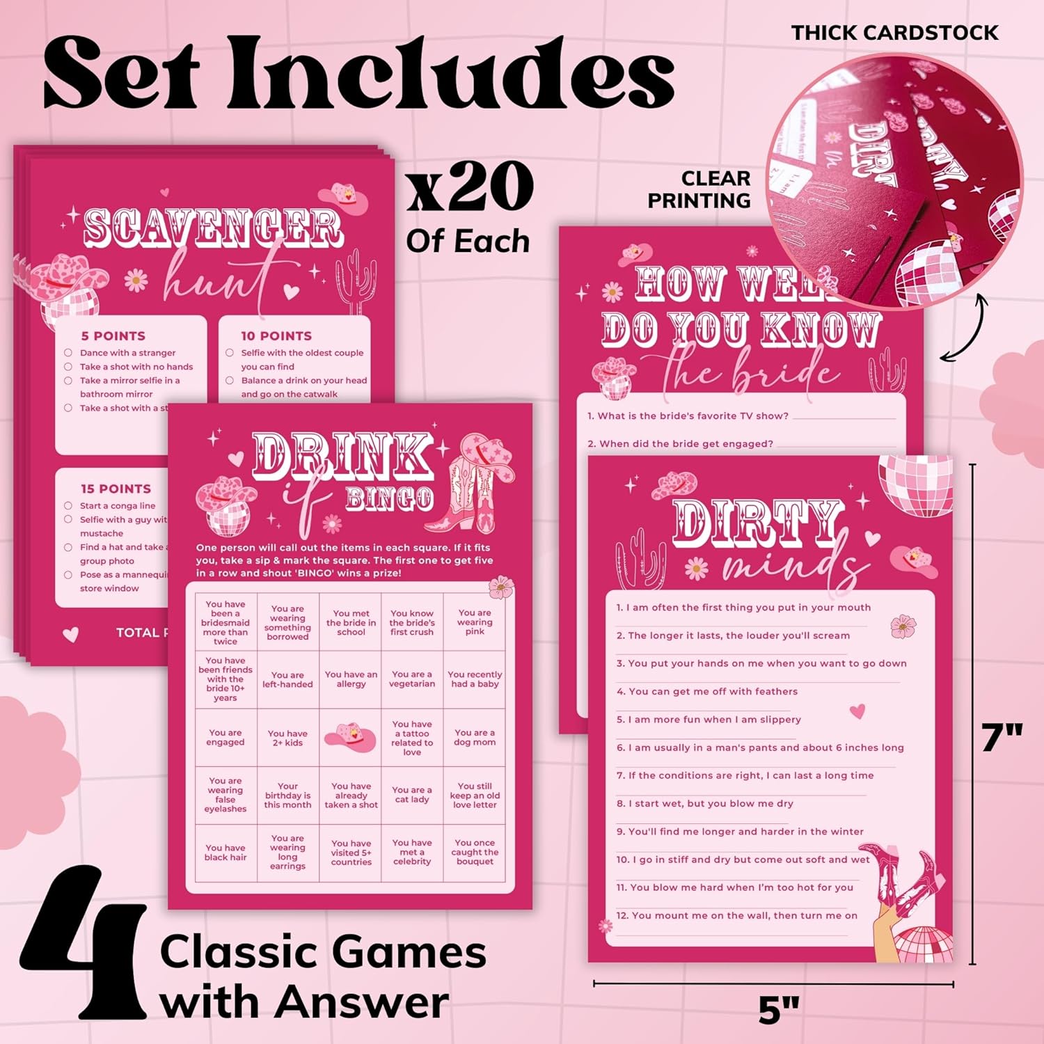 Funny Bachelorette Party Games - Bachelorette Games For Parties Scavenger Hunt, Bach Game Bachelorette Bingo Card Games For Bridal Shower Game