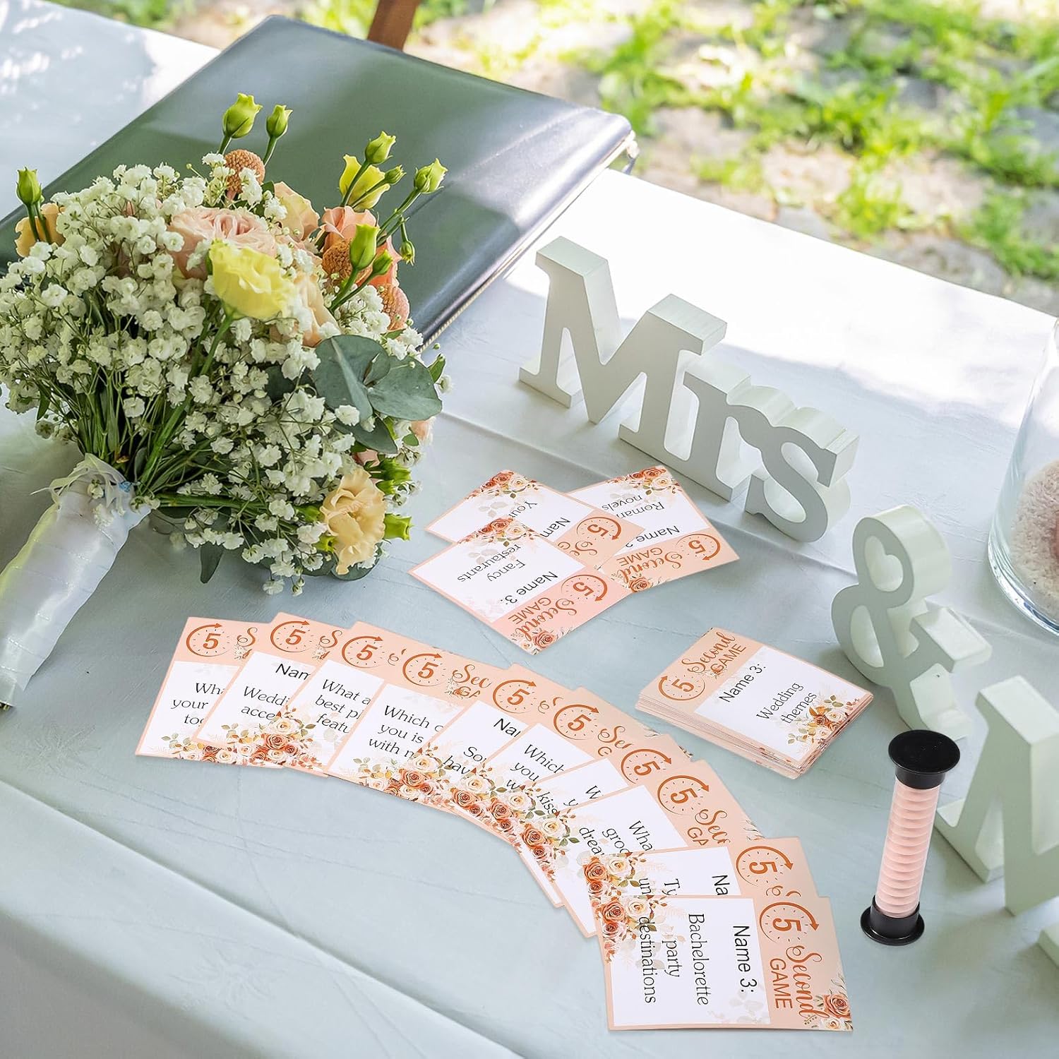 Bridal Shower Game Set 101 Simple Question Cards And 5 Second Hourglass 5 Second Quiz Game Set For Wedding Shower Engagement Bachelorette Flower Tea Pink Party Activities
