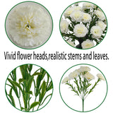 Carnations Artificial Flowers,8Pcs 56 Heads Faux Fake Silk Carnations,16 In Carnation Bouquet For Wedding Home Centerpieces Floral Arrangements (8, Ivory, 56)