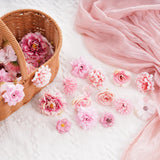 54Pcs Faux Flowers Heads Small Decorative Flowers For Crafts Cake Wreath Garlands Wedding Table Home Decoration