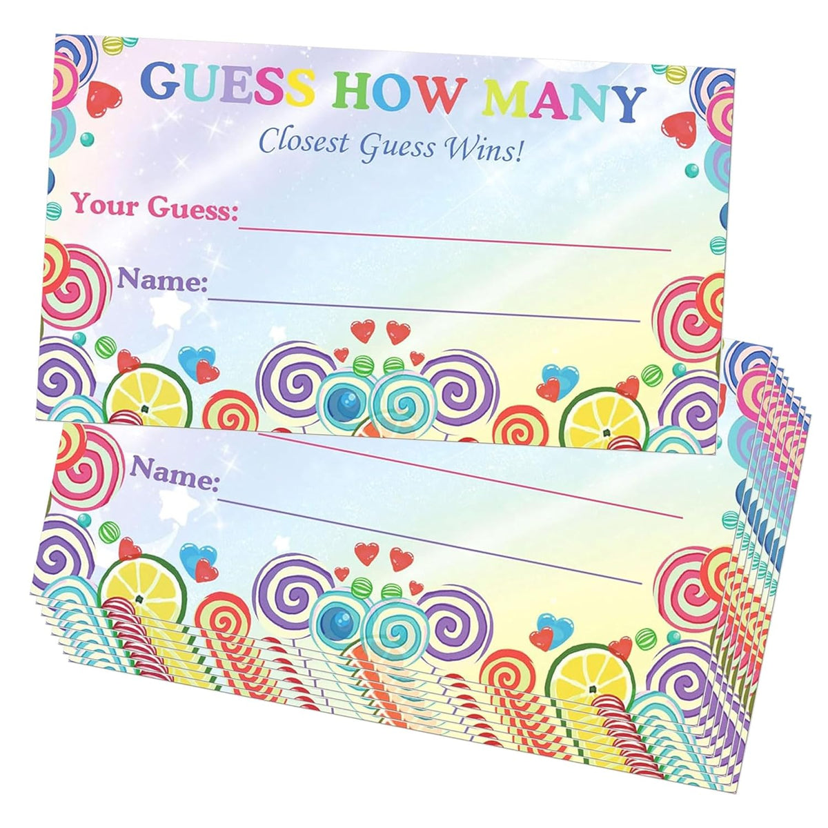 100 Pack Candy Guessing Cards Guess How Many Kisses 2 X 3.5 Inch Guess How Many Tickets For Party Bridal Birthday Party Games For Guests