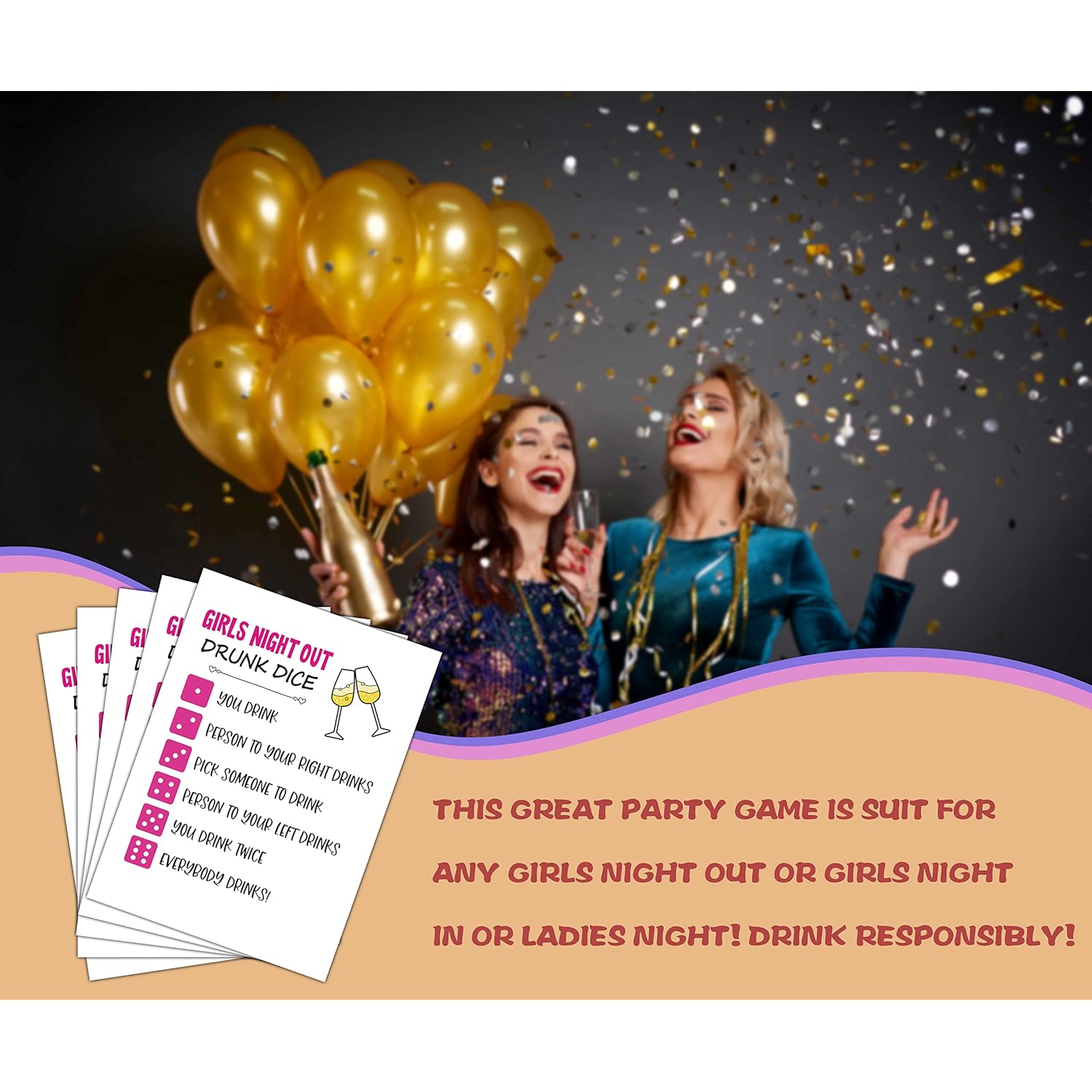 Girls Night Party Game - Ladies Night Pack For Women - Fun Bridal Shower Or Bachelorette Party Games For Adults - 30 Game Cards