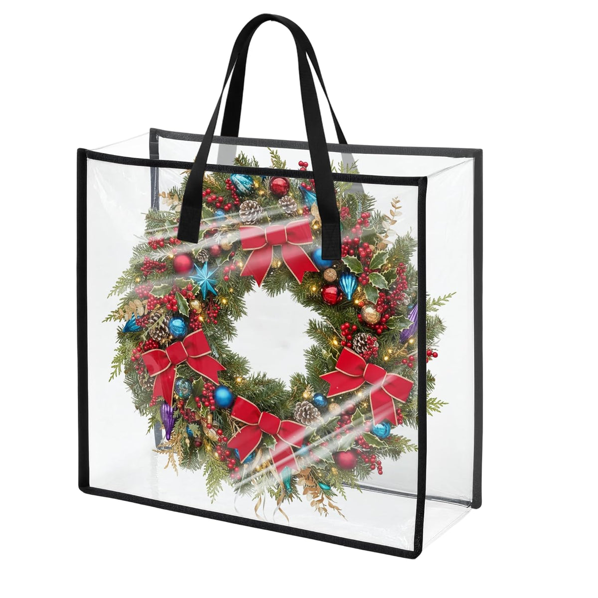 26 Inch Large Wreath Storage Container,Christmas Storage,Wreath Storage Bag,Wreath Box,Clear Bedding Storage Bags With Zipper For Pillow Blanket,Moving Bags And Packing Supplies For College