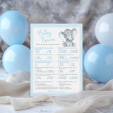 Blue Elephant Baby Shower Games — Baby Trivia Game — Pack Of 25 — Boy Shower Activity, Fun Facts, Little Peanut Couples Shower Birthday Party G501-Trv